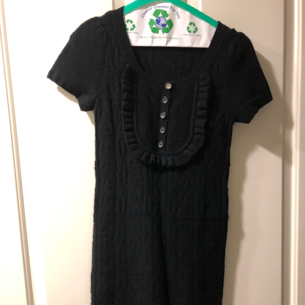 Wool cashmere babydoll black sweater dress